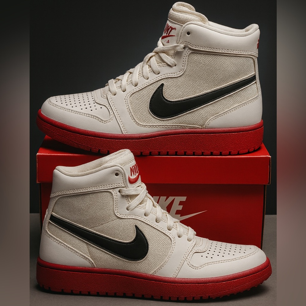 Nike Trainer Clean Sweep High Top Golf Shoes White/Red | Size 10 | Rare BrandNew
